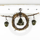 Rustic Witch's Bell Wreath Curved Twig Acorn Bells Handmade Cleansing Protection Pagan Wiccan Decoration Sacred Space Nature Primitive | Woot & Hammy